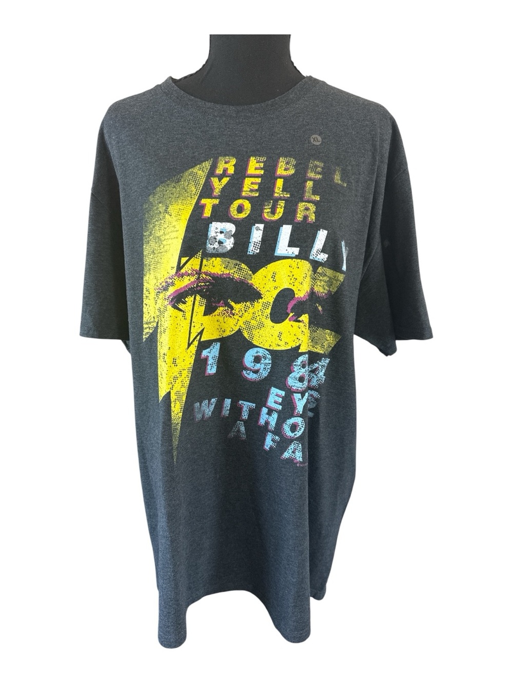 Billy Idol 1984 Tour Graphic Tee – Eyes Without A Face XL Unisex Charcoal Grey